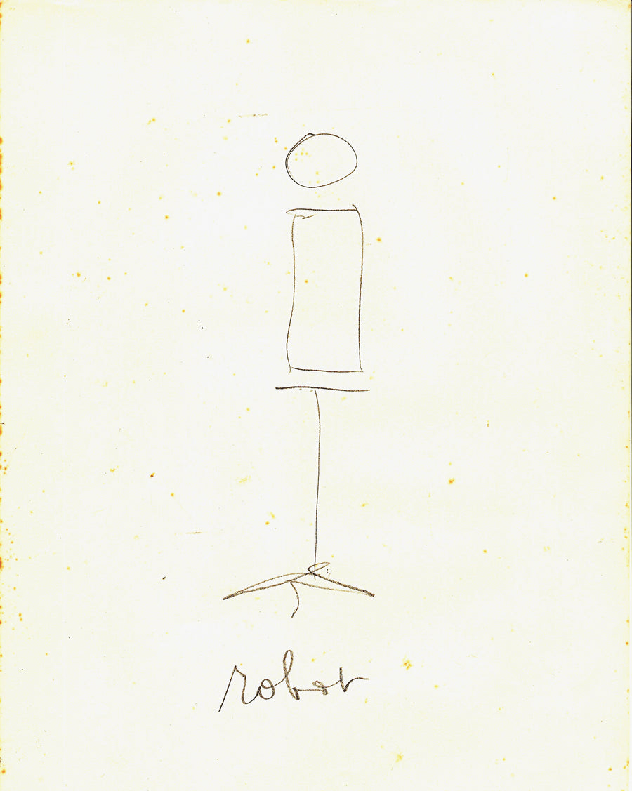 Dessin Ebauche (1ère Marionnette électronique), encre marron